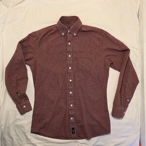 Woodies Button-Up Shirt | 100% Cotton Micro Houndstooth | Red/Burgundy | M/L